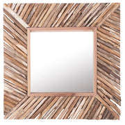 Specchio decorativo da parete in legno chiaro 61 x 61 cm in stile rustico