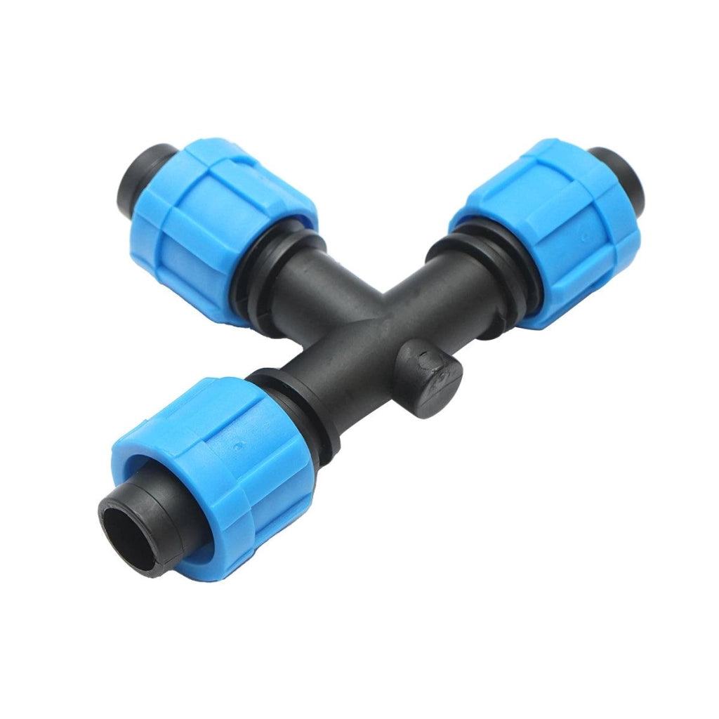 Giunto a ''T'' per Sistema di irrigazione a Goccia 17X17X17mm. Giunto a Compressione per nastro irrigazione a Goccia