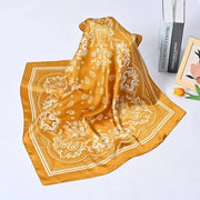 Sciarpa per donna - Sciarpa moda in rayon - Foulard quadrato - Sciarpa seta vintage per capelli - Cintura - Sciarpa morbida - Sciarpa moda con fiori cashew - Unisex - 70x70cm - giallo