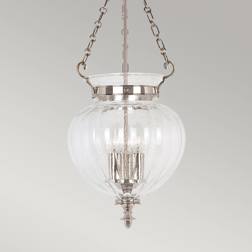 Lampada a sospensione Finsbury Park nichel 3xE14 Elstead