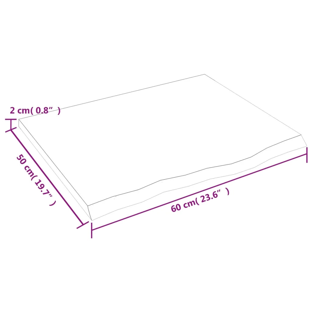 Piano Bagno Marrone Chiaro 60x50x2 cm Legno Massello Trattato CFW5697474