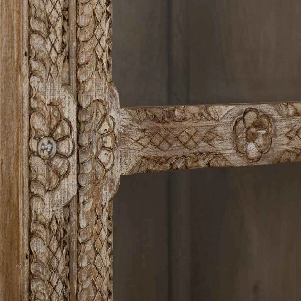 Vetrina in vetro e legno marrone fatta a mano 106x43x180