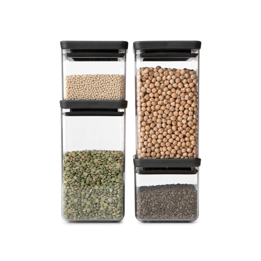 Brabantia Tasty+ recipiente Quadrato Plastica Nero, Trasparente