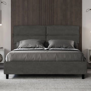 Letto matrimoniale senza rete imbottito 160x190 microfibra grigio Nandy
