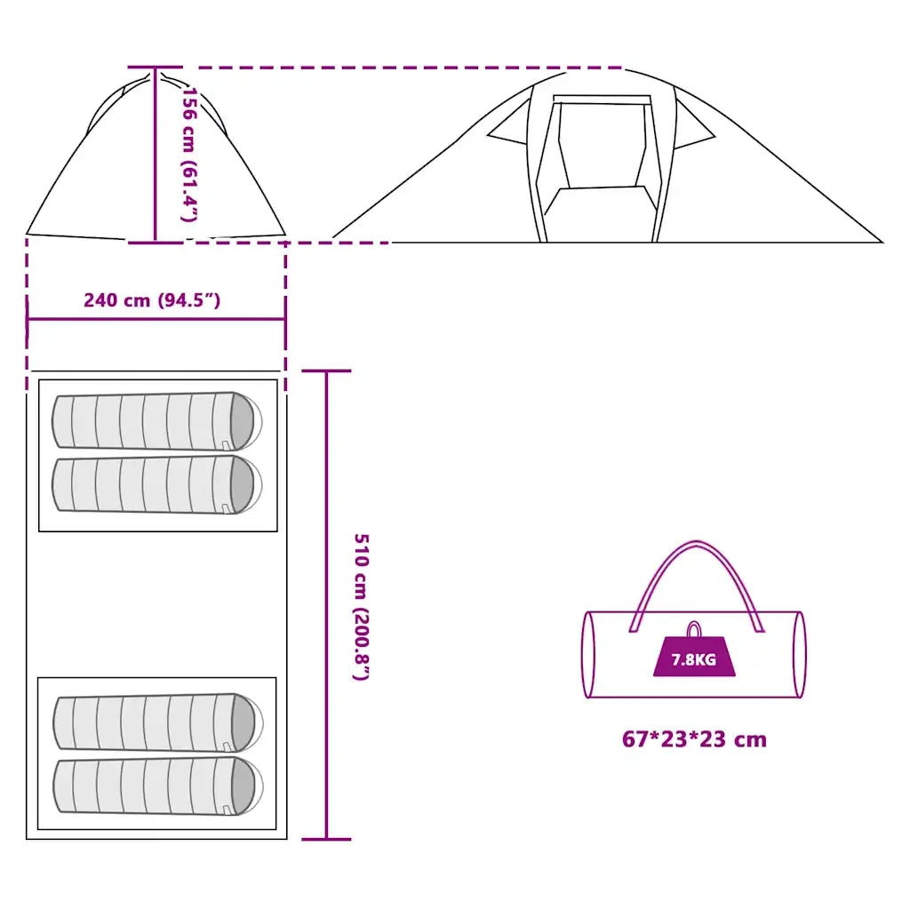 vidaXL Tenda Grigio e Arancione e Nero 510 x 240 x 156 cm Poliestere