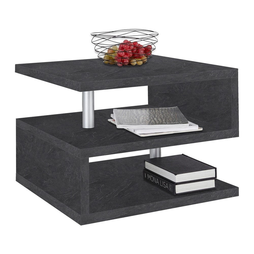 Tavolino da caffè doppio ripiano 55x55x41,5cm - ASTRA