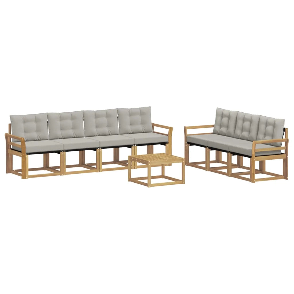 Set di divani da esterno 8 pz Bianco e Grigio Chiaro 3389285