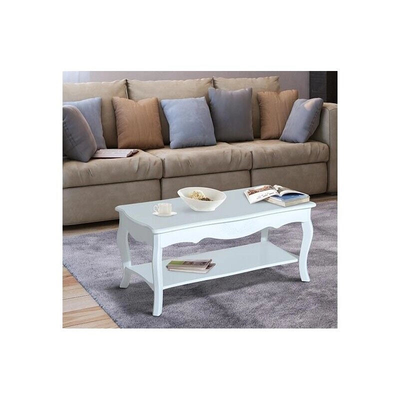 TAVOLINO DA CAFFÈ BASSO IN LEGNO 94 X 44 X 42 CM BIANCO