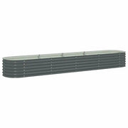 Fioriere | Cassetta per fiori | Letto Rialzato Giardino 400x80x44 cm in Acciaio Zincato Grigio