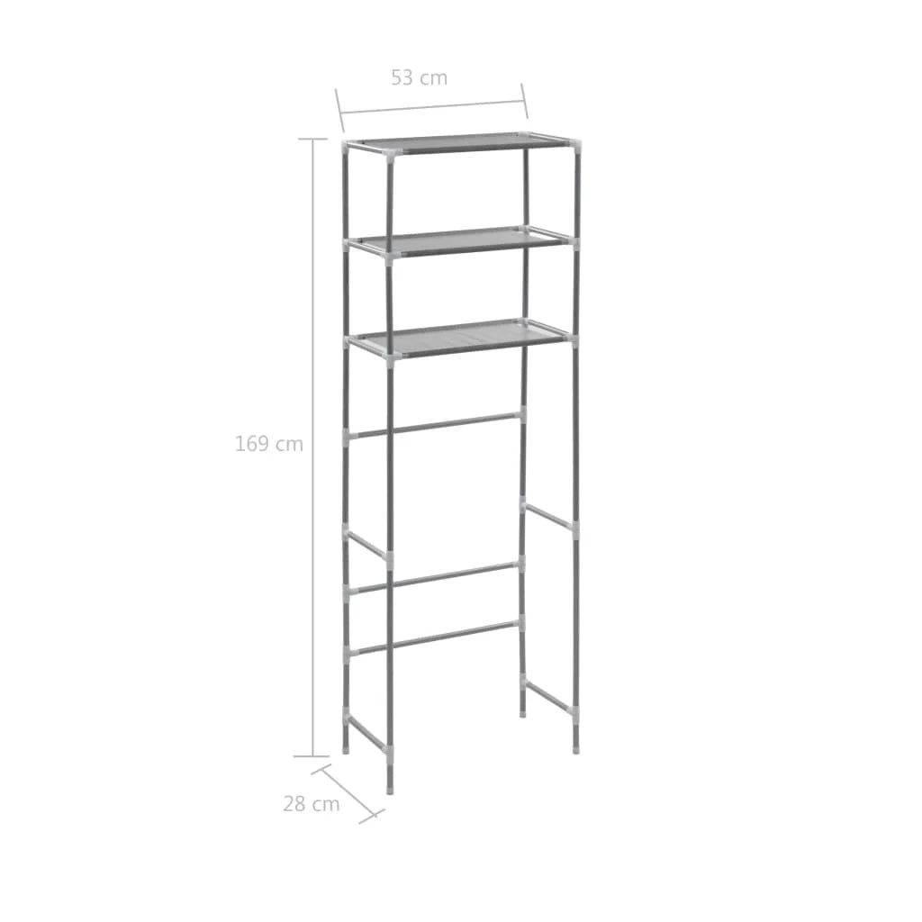 Portaoggetti per WC a 3 ripiani 53 x 28 x 169 cm Argento 02_0005465
