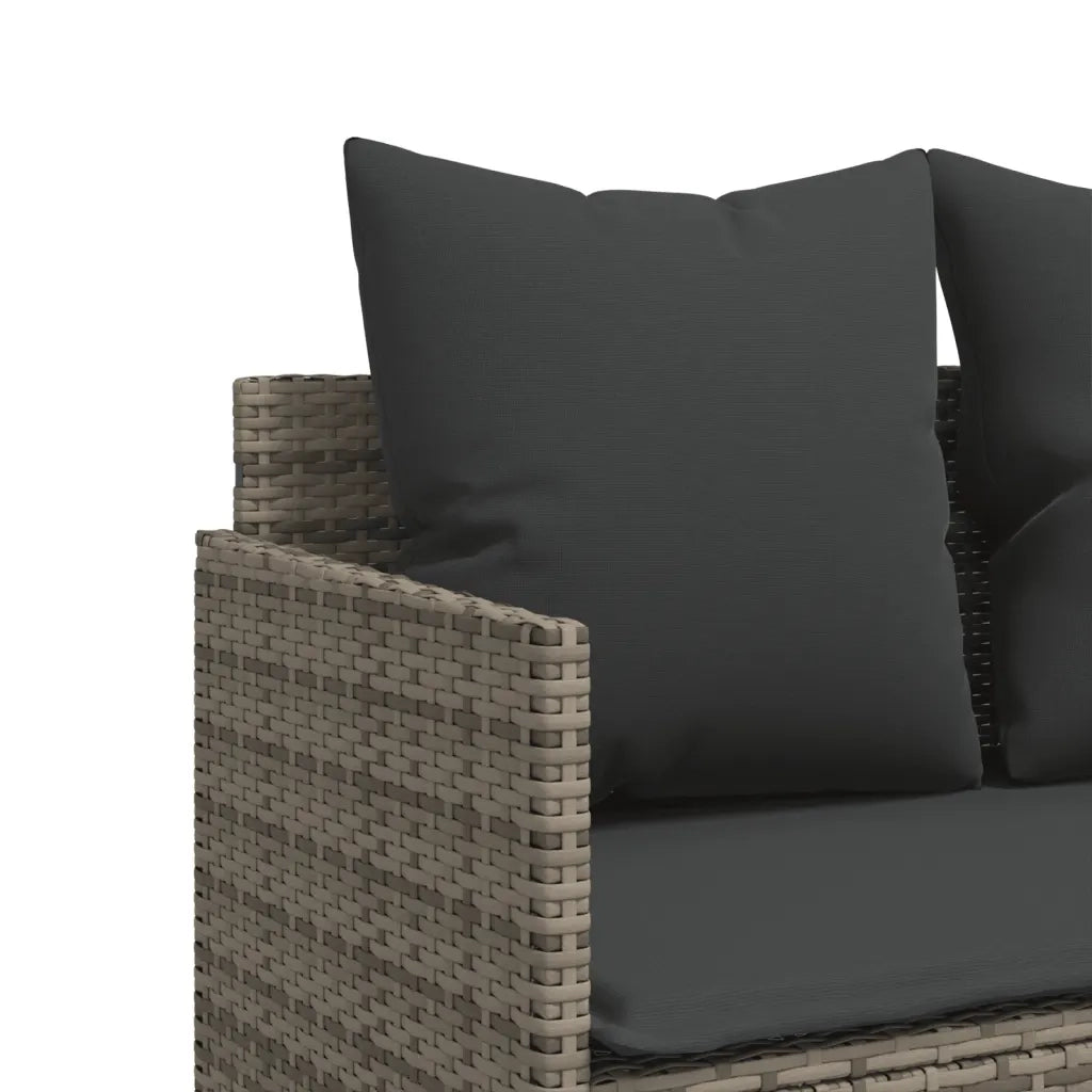 Set Divano da Giardino 5 pz | Set Salotto da Giardino con Cuscini Grigio in Polyrattan