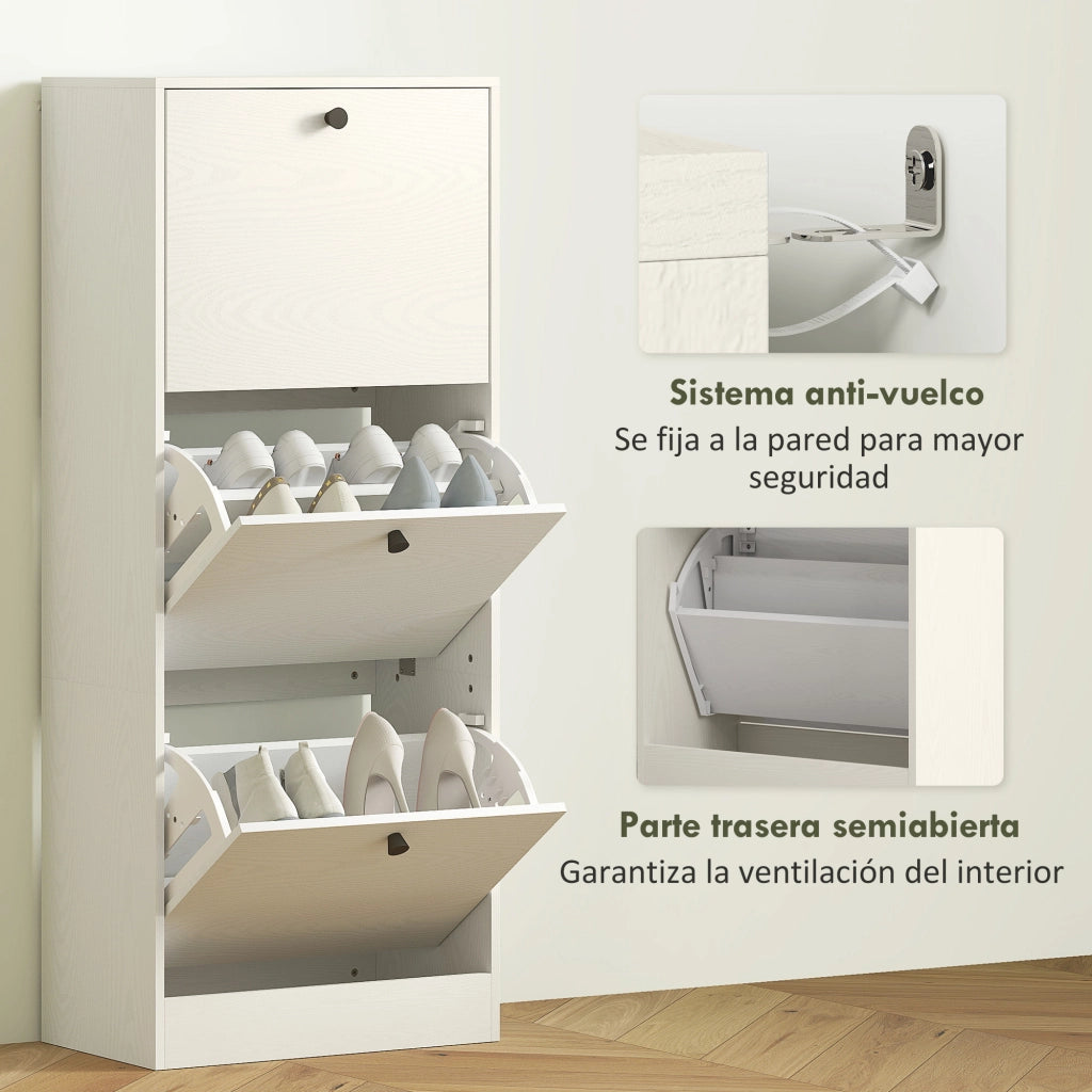 Scarpiera con 3 Ante Salvaspazio ¨C Xylo ¨C Bianco, 47x28x115 cm