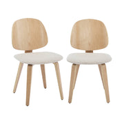 Sedia in legno curvato e bouclé, set di 2, grigio chiaro