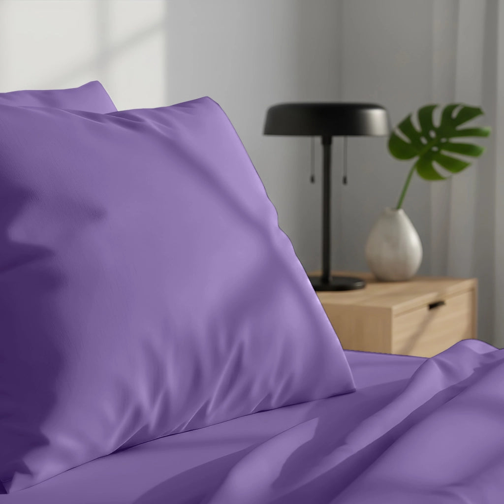 Coppia Federe per Cuscino 50x80 cm in  con Patella – Morbide, Traspiranti,– Tinta Unita, Lavabili  Lilla