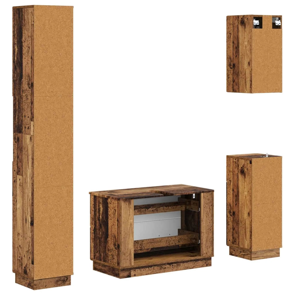 Set di Mobili da Bagno da 4 Pezzi HOORN Legno antico 3417961