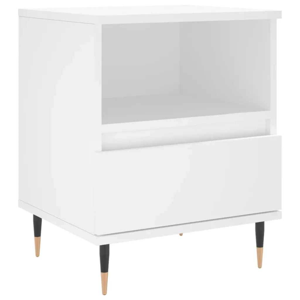 Comodino Bianco 40x35x50 cm in Legno Multistrato 830604