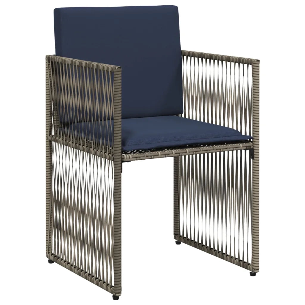 Set da pranzo da giardino da 7 pz con Cuscini in Polyrattan Grigio 369016