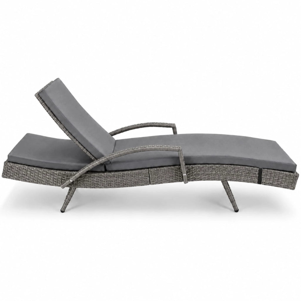 Lettino Prendisole Premium Da Esterno Con Cuscino Imbottito Schienale Regolabile E Design Moderno Per Relax Quotidiano 190 x 62 x 34 Cm Grigio