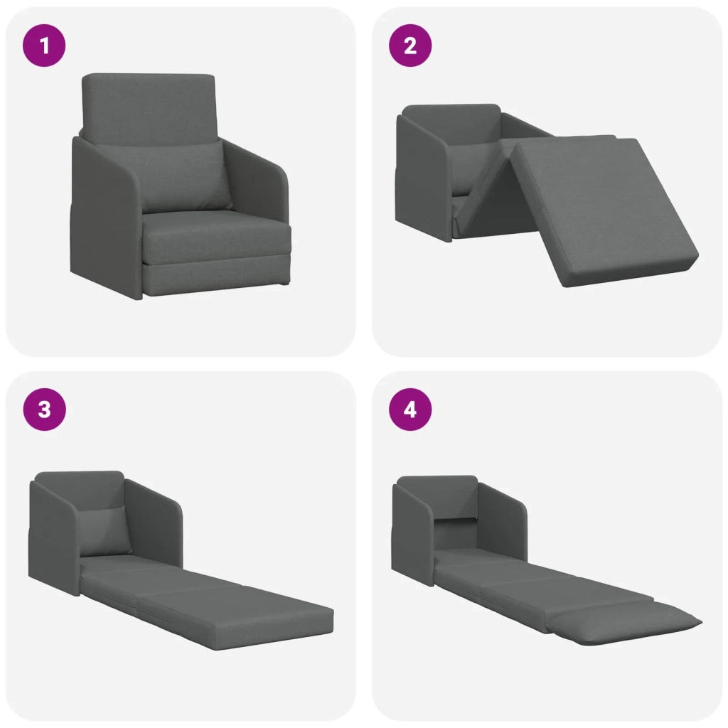 Divano letto | Sof¨¤ letto | Letto singolo Grigio scuro 65 x 80 x 83 cm Tessuto