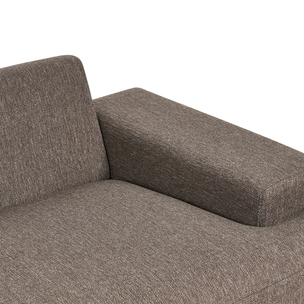 Divano in tessuto ad angolo retto Marrone Tessuto Gambe in metallo 3 posti Stile minimalista