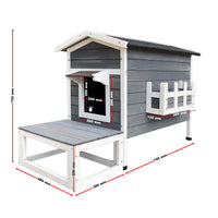 Cuccia in legno rialzata gatto 58 x 73,6 x 104,9 cm casa casetta per gatti