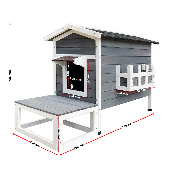 Cuccia in legno rialzata gatto 58 x 73,6 x 104,9 cm casa casetta per gatti