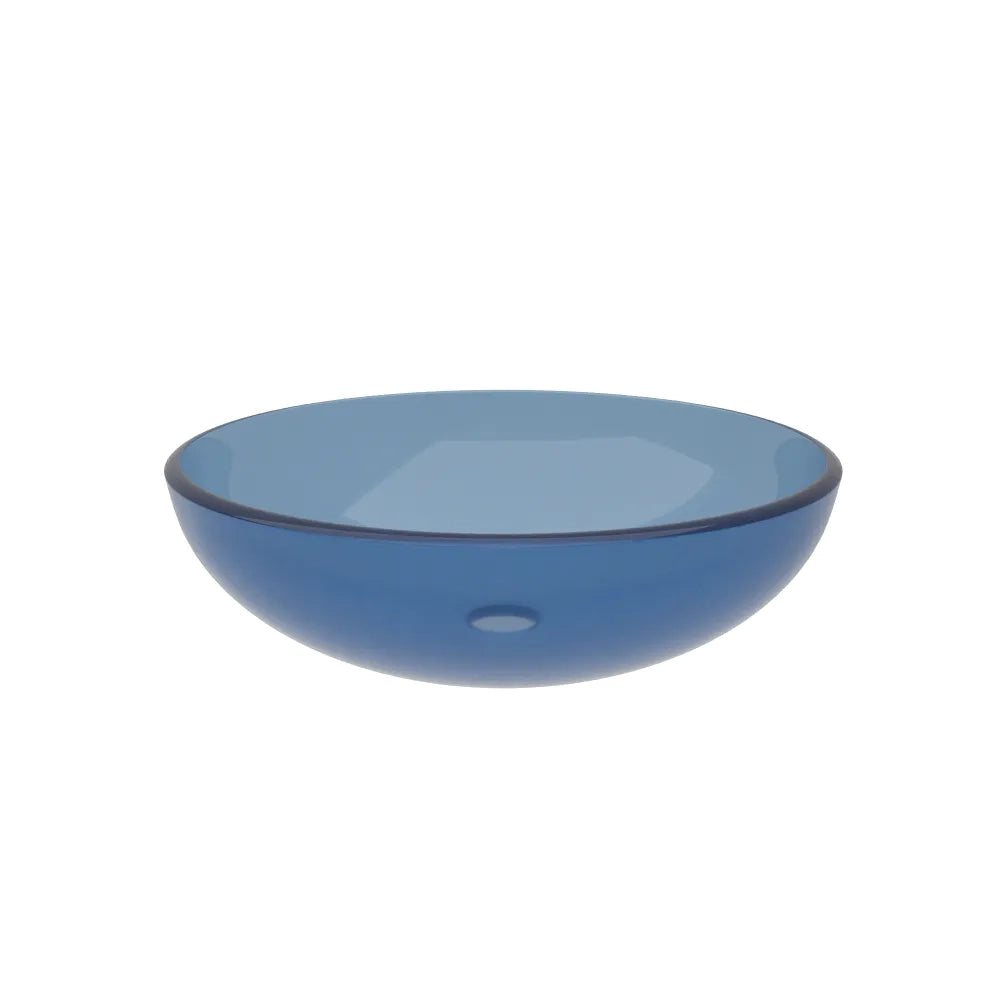 Lavabo da appoggio in vetro trasparente 39,5x39,5x14cm color blu | Aurea