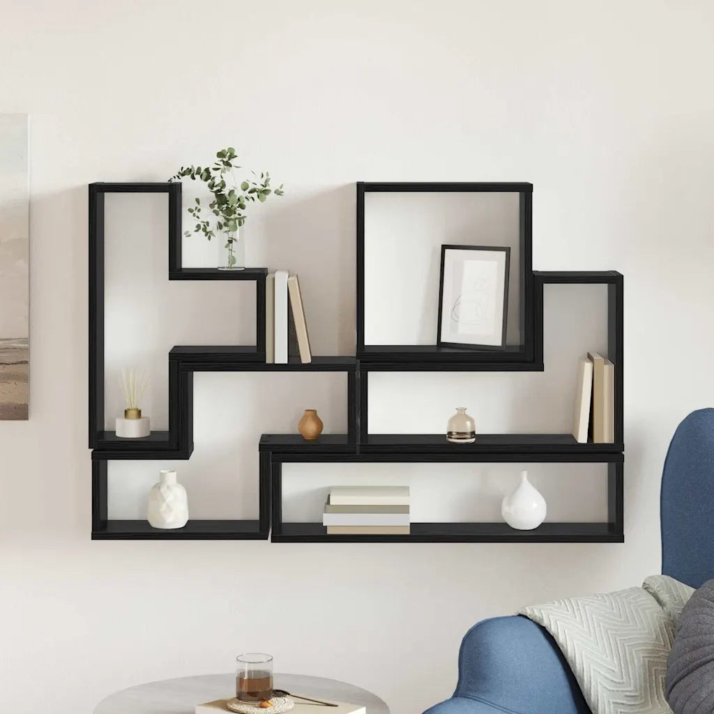 Scaffale da parete Rovere Nero 96 x 12 x 64 cm