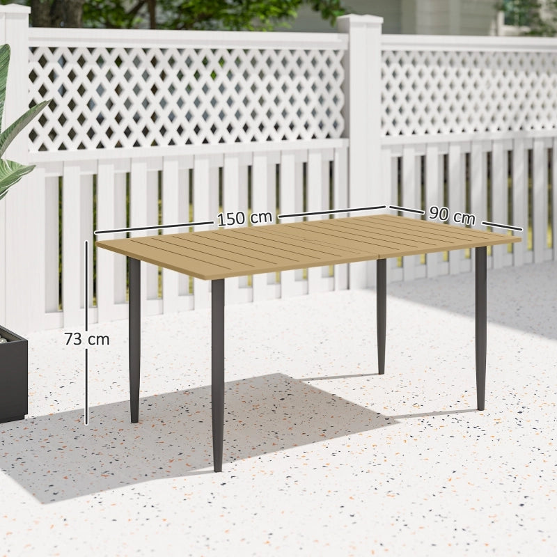 TAVOLO DA GIARDINO 150x90 cm Marrone in Metallo con foro ombrellone