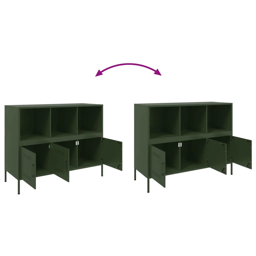Credenza | Madia | Buffet da pranzo | Armadio da pranzo Verde Oliva 100,5x39x79 cm in Acciaio