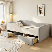 Letto per bambini 90 × 190 cm con barriere di sicurezza, 2 cassetti, vano aperto e porta scarpe, senza materasso, grigio