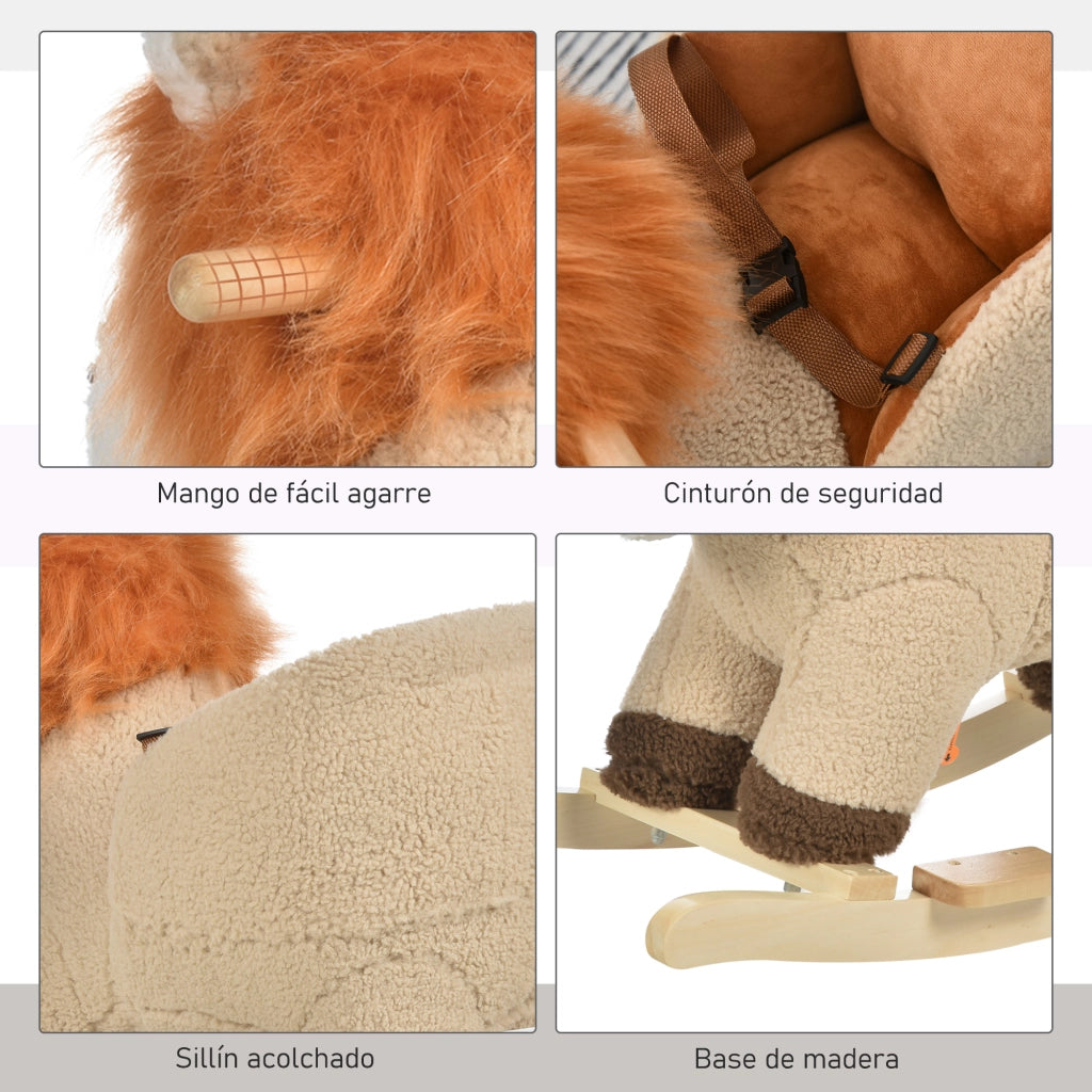Cavallo a Dondolo per Bambini in Peluche ¨C zephmum ¨C 68x35x50 cm Marrone