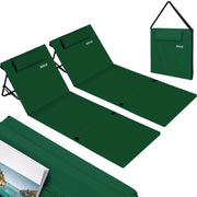 Set 2 Lettini Spiaggia Stuoia Materassino Mare Pieghevole Regolabile Verde