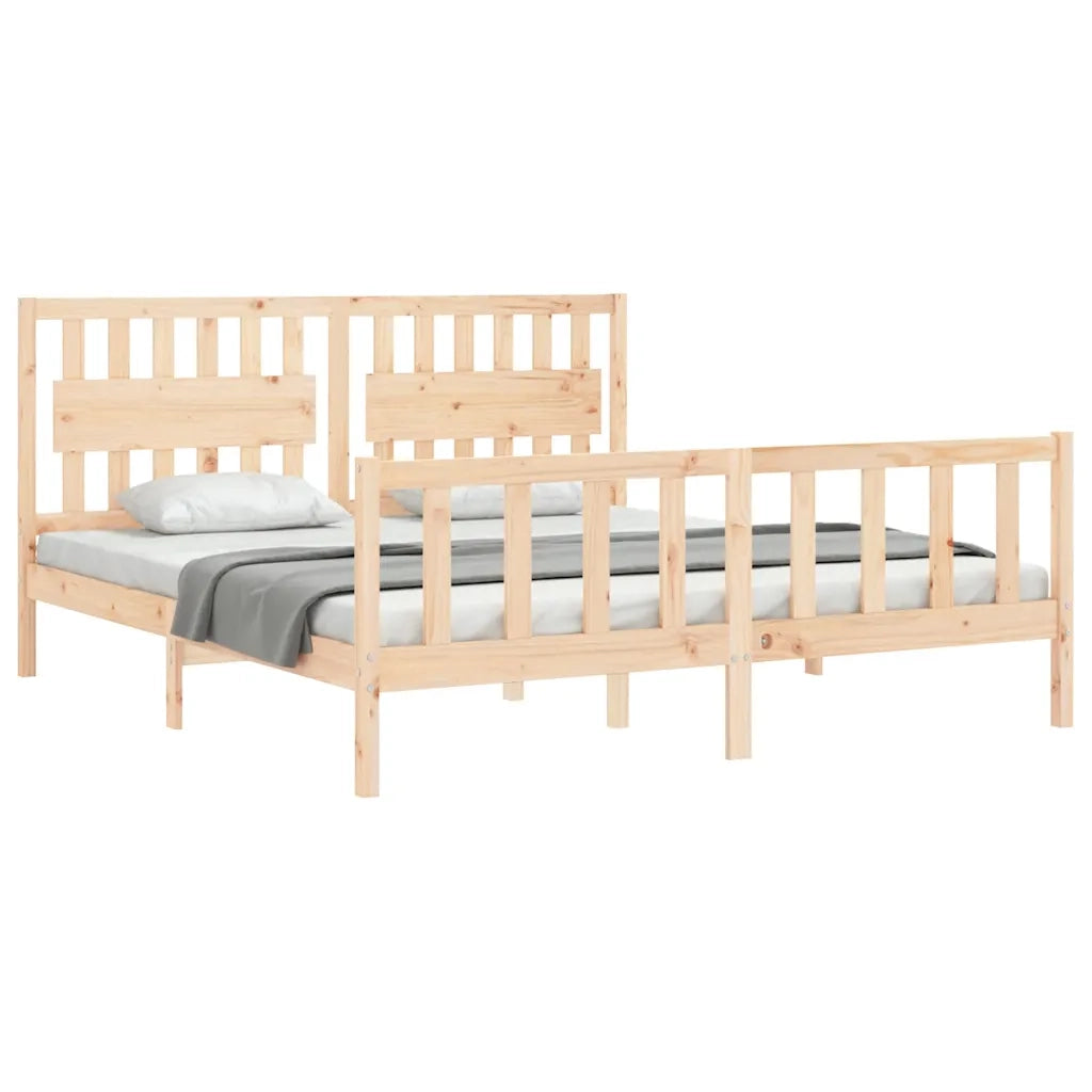 Giroletto con Testiera Super King Size-Struttura Letto in Legno Massello 569648