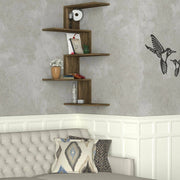 Mensola Beatriz, Scaffale, Ripiano a muro, Scaffalatura multiuso, 52x30h109 cm, Noce