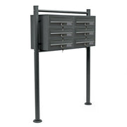 Blocco di 6 cassette postali 2x3 scomparti impilabili base di supporto in acciaio zincato antracite 16_0000042