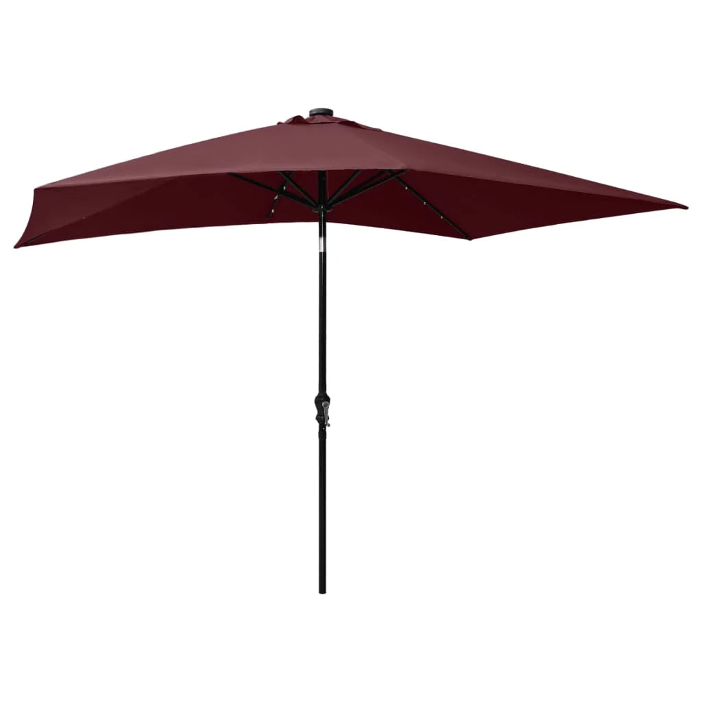 Ombrellone con LED e palo in acciaio 2 x 3 m rosso bordeaux 02_0008069