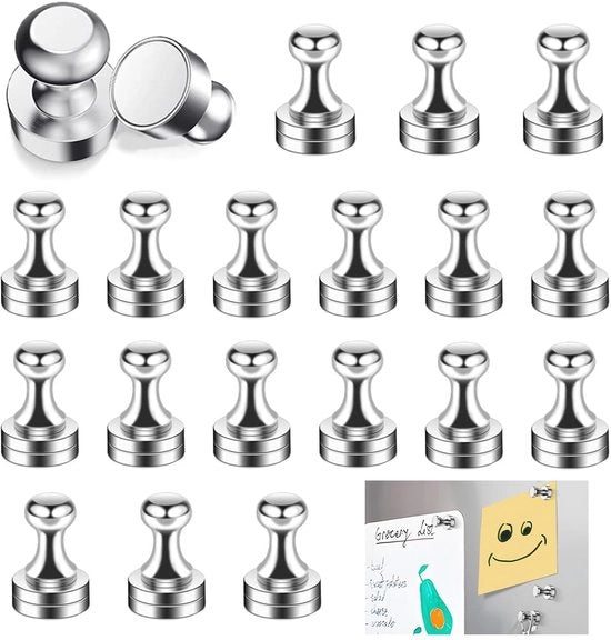 20 pezzi di magneti neodymium extra forti, magneti per lavagne, piccoli magneti a forma di sfera 12 × 16 mm, magneti neodymium N52 forti, mini magneti per lavagne e frigoriferi (argento)