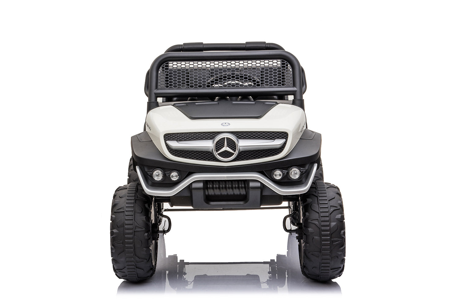 Macchina Elettrica per Bambini 12V con Licenza Mercedes Unimog Bianca