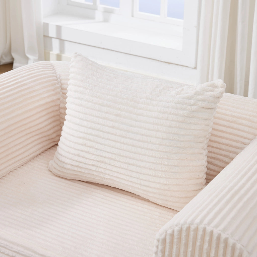 DIVANO LETTO 2 in 1 Singolo 95 cm Beige in tessuto Corduroy