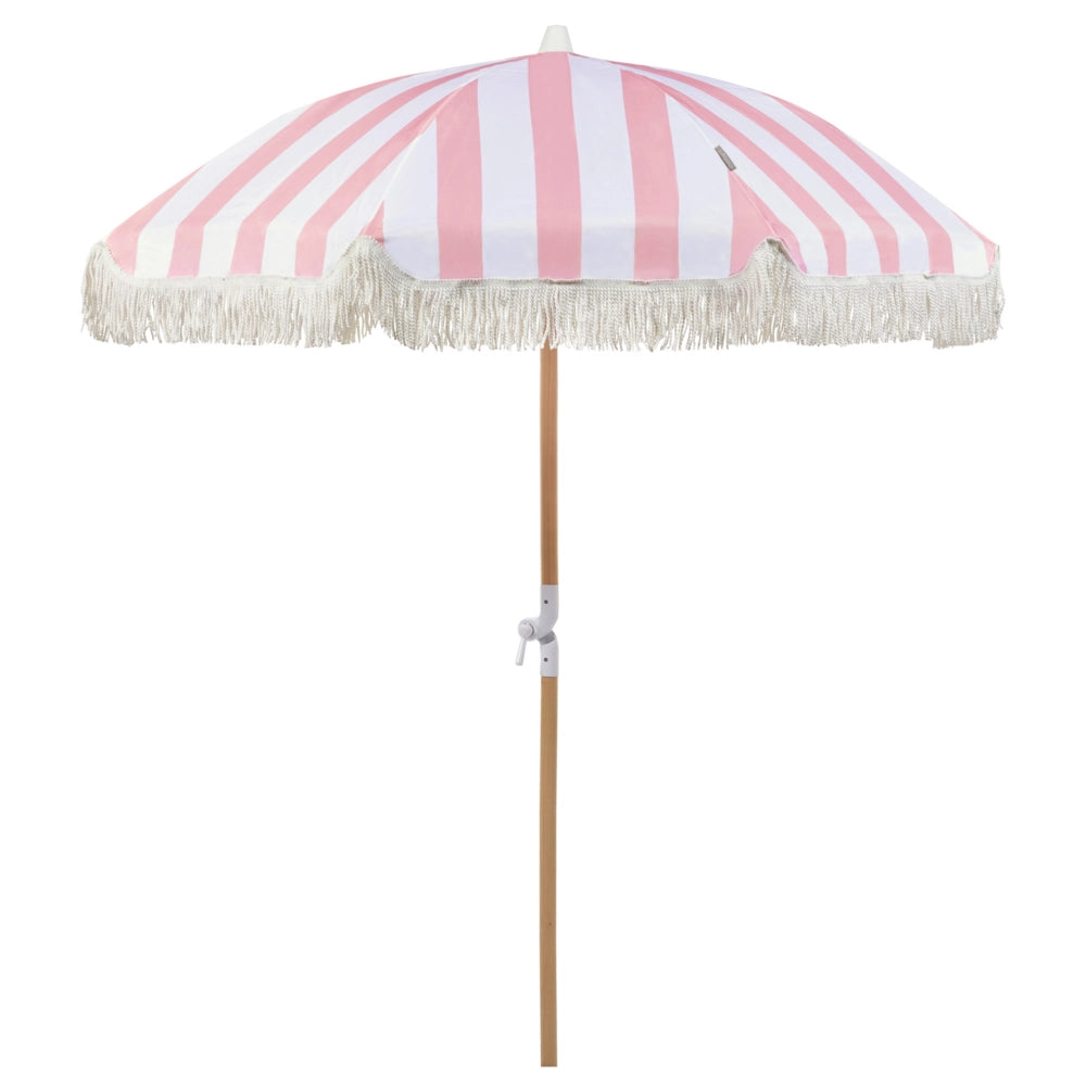 Ombrellone giardino tessuto bianco palo in legno faggio 150 cm Ombrellone esterno rotondo giardino retrò inclinabile resistente ai raggi UV