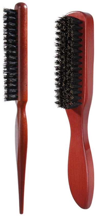 Due set di spazzole con pelo di cinghiale, spazzola morbida e liscia, spazzola morbida per la barba per uomini, strumento per lo stile dei capelli per la pettinatura della barba