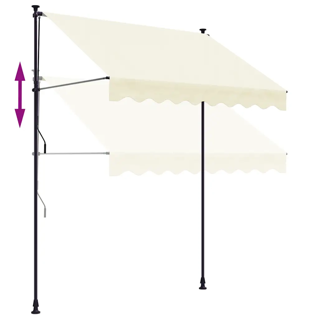 Tenda da Sole Retrattile Crema 250x150 cm in Tessuto e Acciaio