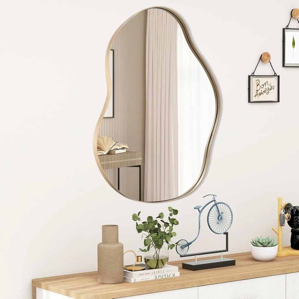 Specchio da Parete 78x56 cm, Specchio da Bagno a Forma Irregolare con Base Posteriore Premium, Specchio Decorativo per Soggiorno Ingresso Bagno (78 x 56 cm)