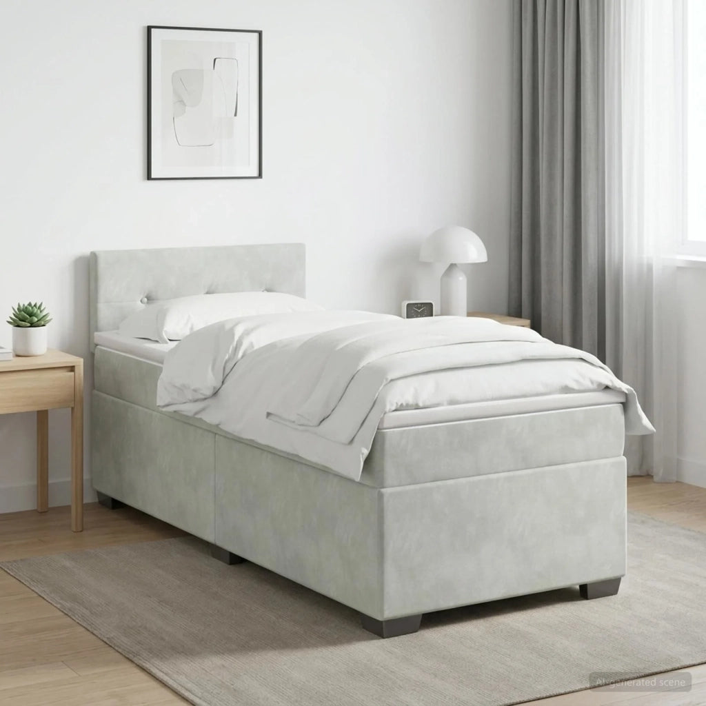 Letto con Box Spring, Materasso e LED Grigio Chiaro 90 x 190 cm 3452084