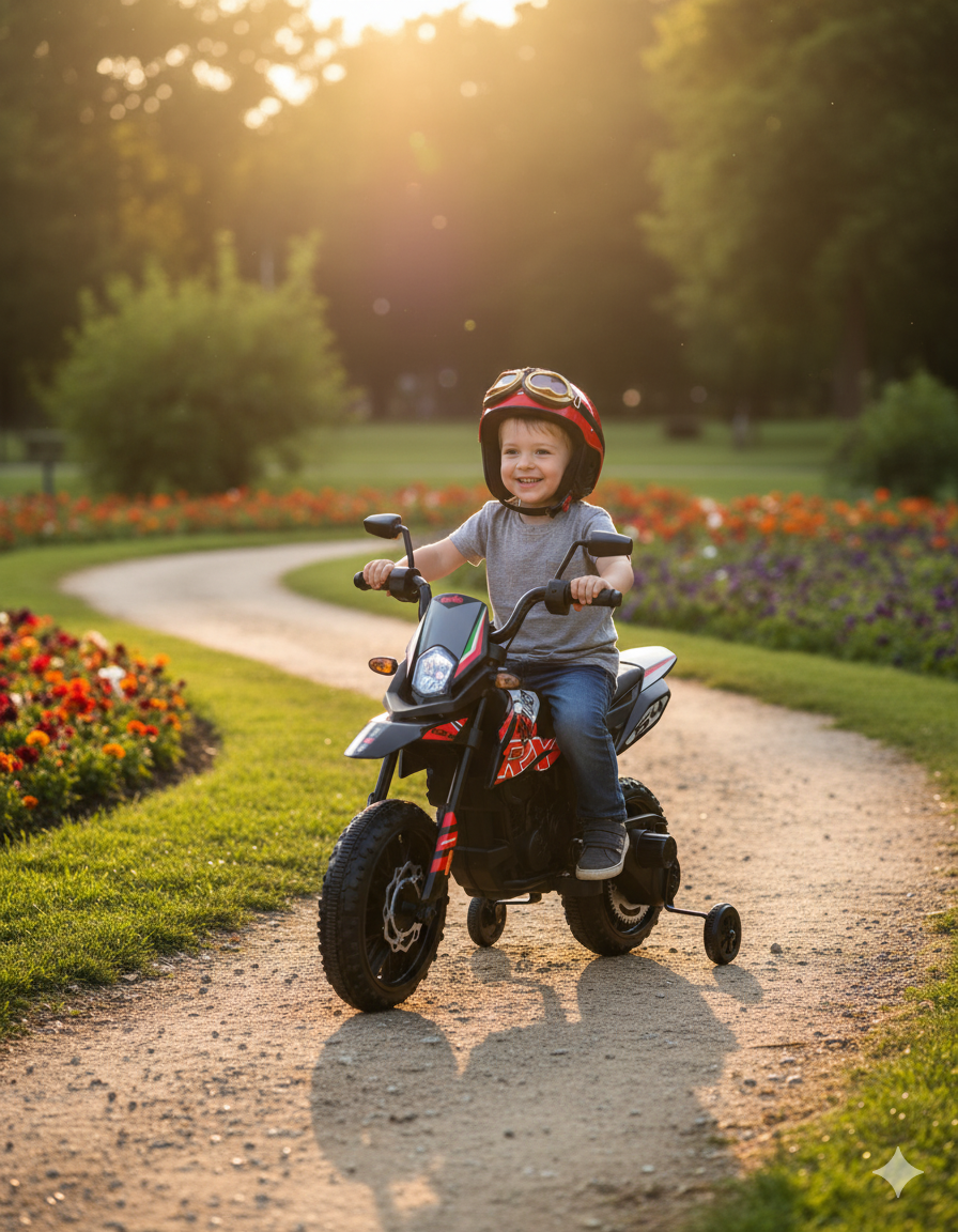 Moto Elettrica per Bambini 12V con Licenza Aprilia RX-125 Motocross Rossa