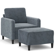 Poltrona | Sedia Relax con Poggiapiedi Grigio Scuro 60 cm in Velluto