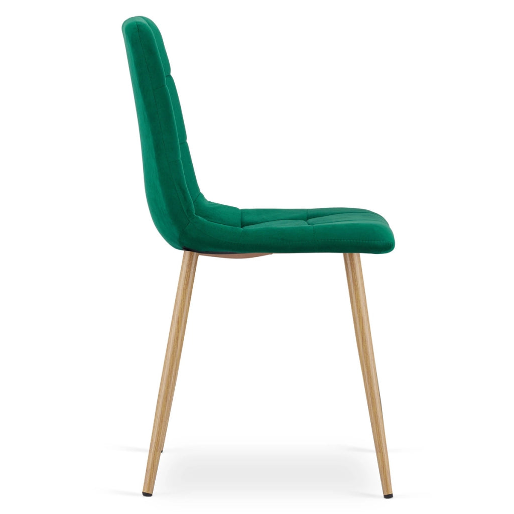 Set di 2 sedie Kara in velluto verde scuro con gambe effetto legno
