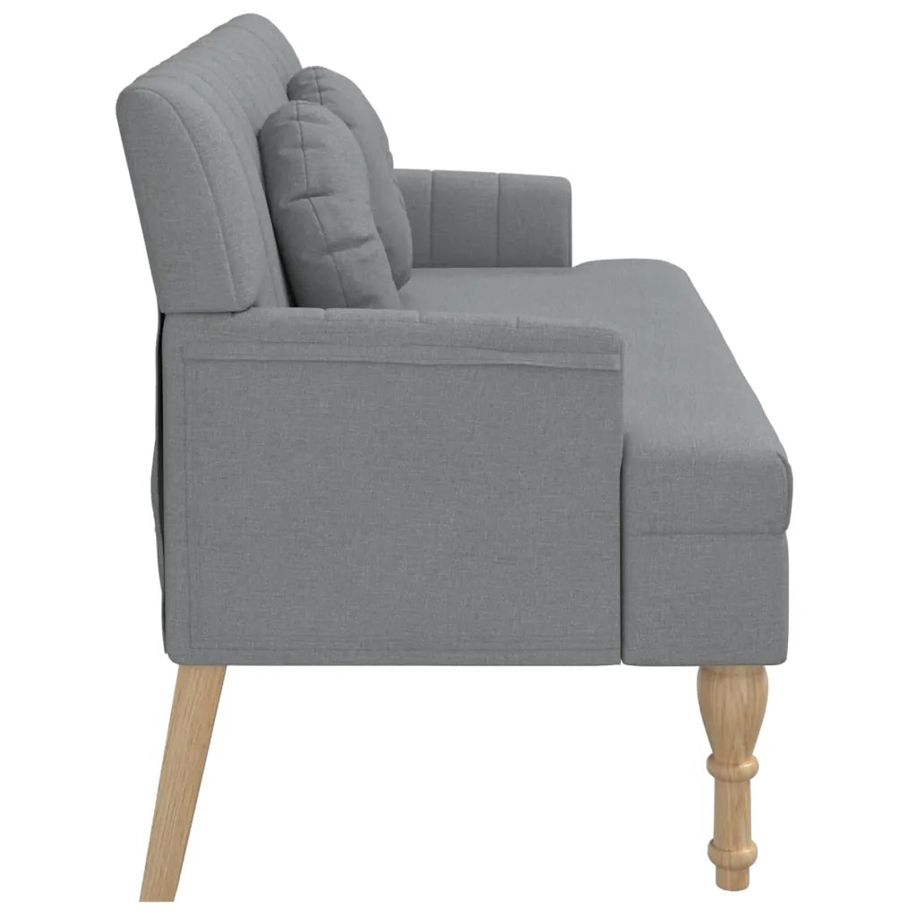 Panca con Cuscini Grigio Chiaro 113x64,5x75,5 cm in Tessuto 372130