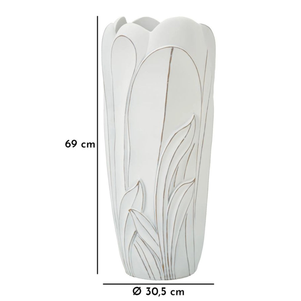 Vaso Decorativo VKH655, Bianco, Poliresina, 30,5x30,5x69 cm